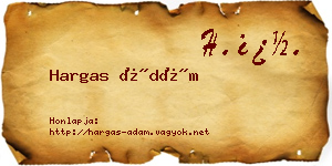 Hargas Ádám névjegykártya